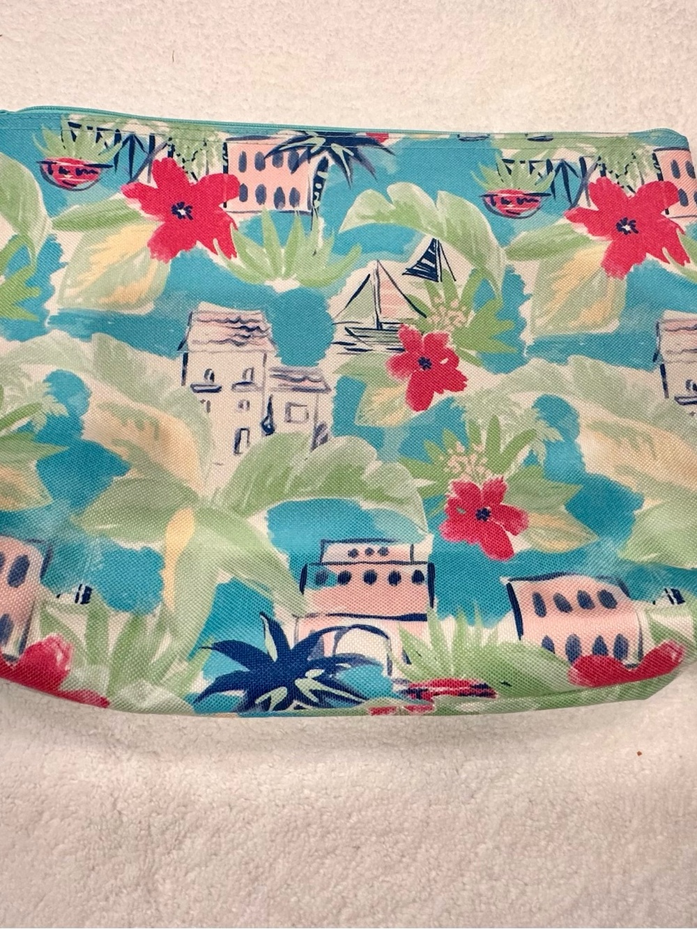 thirty-one Tropical Floral Cosmetic Set of Three Pouches- Blue, Pink & Green